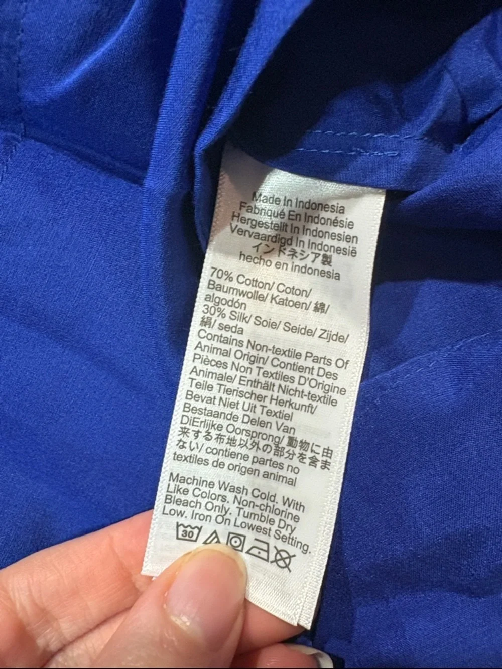 NWT Madewell Bright Blue Shirred Puff-Sleeve Cotton Silk Blend Top